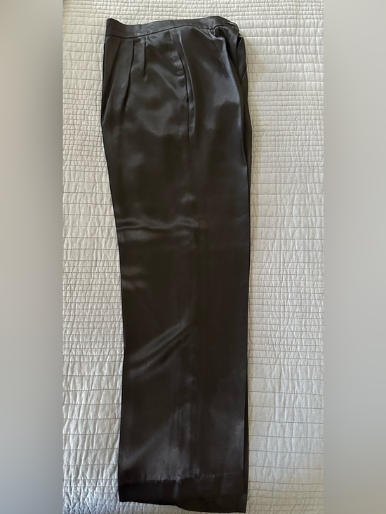 Pants - Vintage Sleek Satin-Look Black Trousers